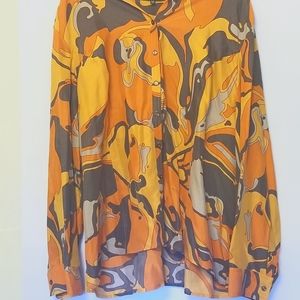 Orange pattern blouse silk